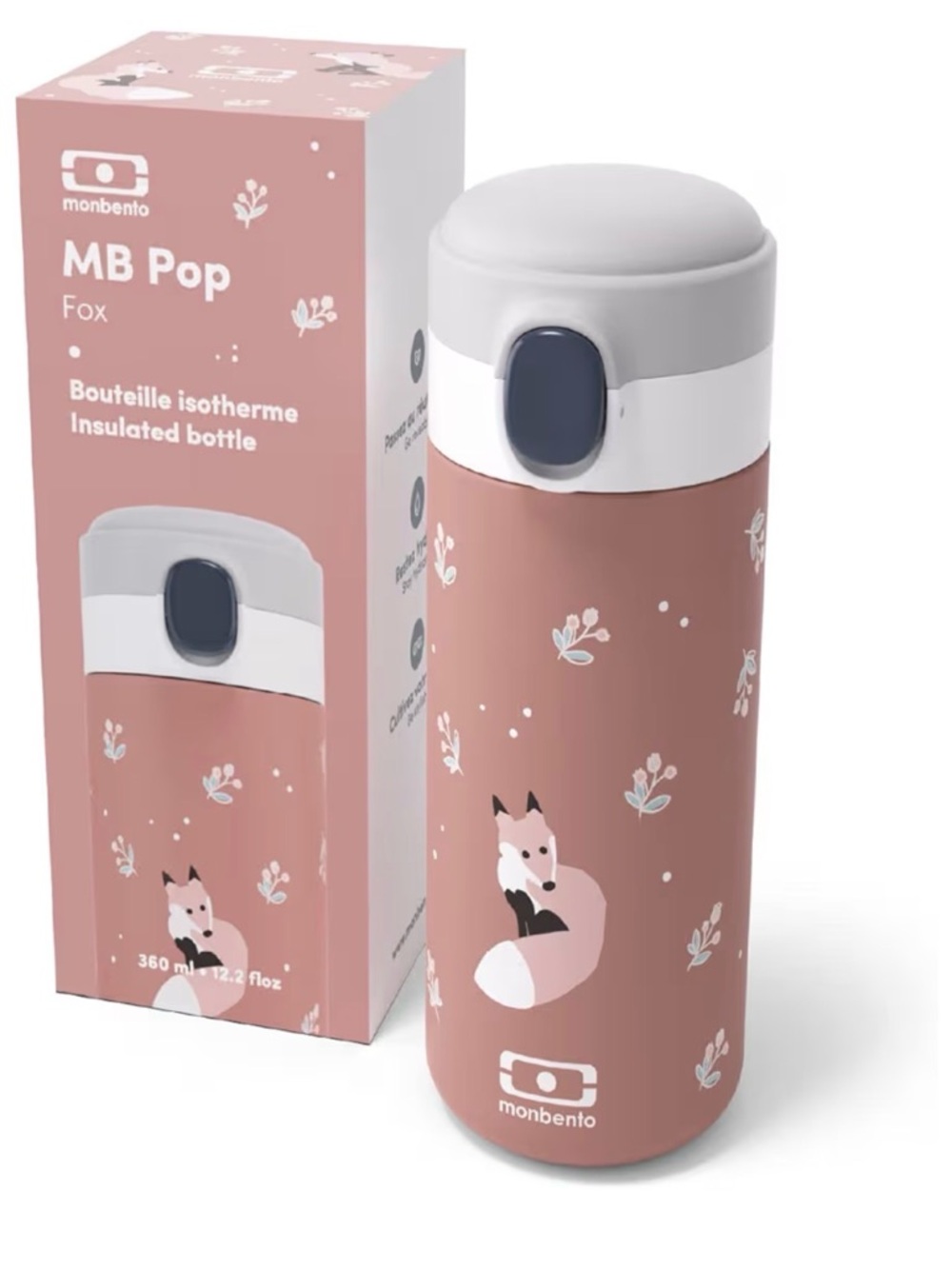 Kids MB Pop Insulated Bottle - Pink Fox